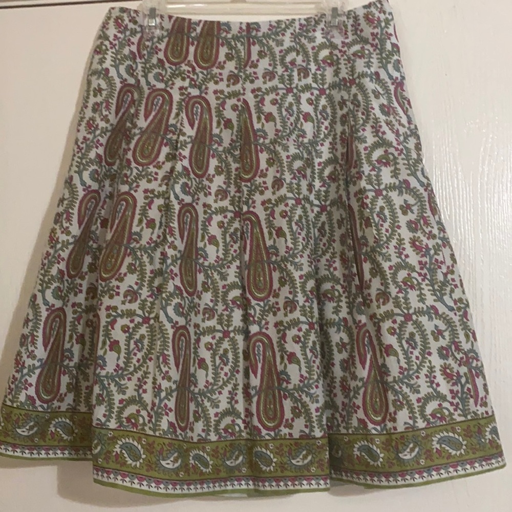 H & M Paisley Lined MIDI Pleats Summer Skirt